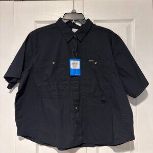 Columbia Brea Falls Woven Shirt Womens 2XL Black Short Sleeve Button Up New